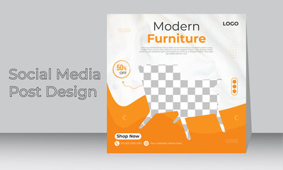 Modern furniture social media Instagram post or furniture sale banner template