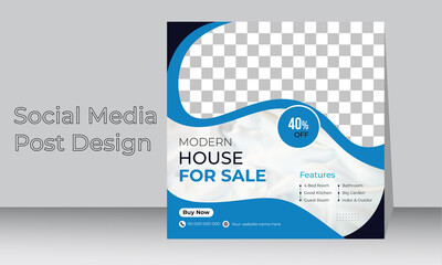 Real estate house property post design or modern social media banner template