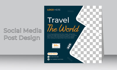 Travel holiday vacation social media post or Tour web banner template