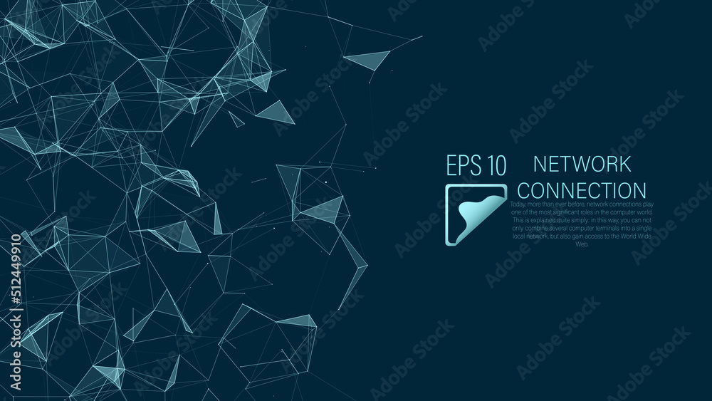 Poster connection to the global network. abstract vector dots and lines with triangles on a blue background