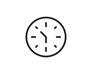 Clock line icon on white background