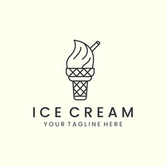 ice cream with line art style logo icon template design. chocolate, cake, bread , vector illustration