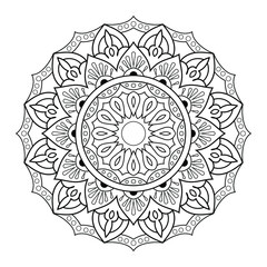 Outline Mandala for coloring page with Decorative floral Indian pattern