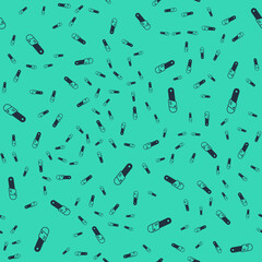 Black Chainsaw icon isolated seamless pattern on green background. Vector