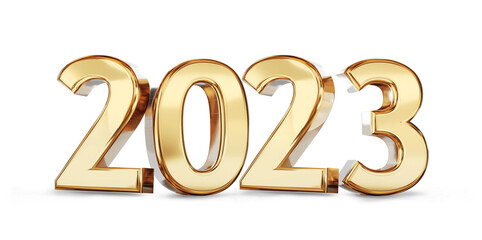 2023 golden symbol bold letters 3d-illustration