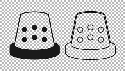 Black Thimble for sewing icon isolated on transparent background. Vector