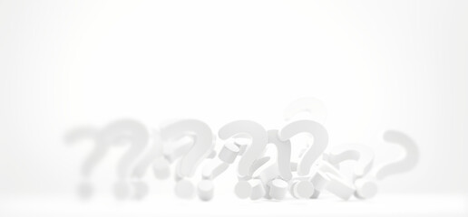 question marks bold letters light gray 3d-illustration background