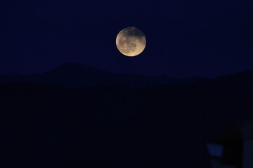 Beautiful full moon in corfu island, Greece