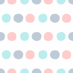 Simple seamless pattern. Repeating round spots painted with a watercolor brush. Vector illustration.
