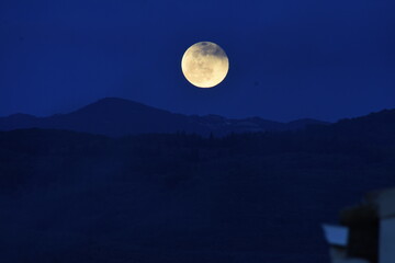 Beautiful full moon in corfu island, Greece