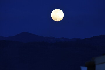 Naklejka na ściany i meble Beautiful full moon in corfu island, Greece