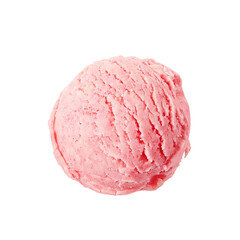 Strawberry ice cream ball isolated on white background