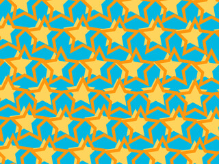 golden stars on a blue background, yellow geometric background, heroes