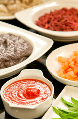 .Haute cuisine dishes being prepared by the Chef.