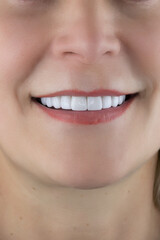 happy smile white teeth macro close