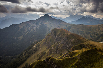 Mountain trail Giau Pass in Dolomites