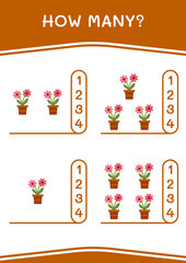 Fototapeta premium How many of Flower, game for children. Vector illustration, printable worksheet