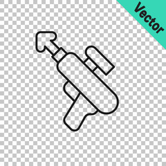 Black line Fishing harpoon icon isolated on transparent background. Fishery manufacturers for catching fish under water. Diving underwater equipment. Vector