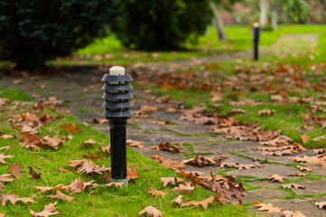 modern light source outdoors in the garden of landscape design