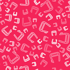 White line Smart glasses mounted on spectacles icon isolated seamless pattern on red background. Wearable electronics smart glasses with camera and display. Vector