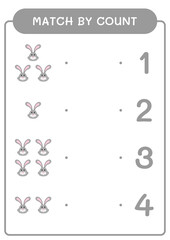 Match by count of Rabbit, game for children. Vector illustration, printable worksheet