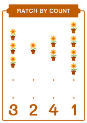 Match by count of Flower, game for children. Vector illustration, printable worksheet