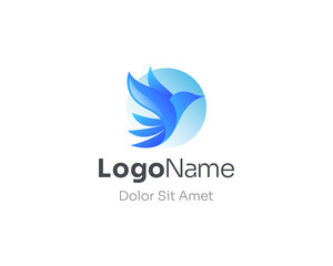Abstract blue bird logo gradient.