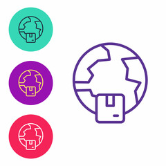 Set line Worldwide shipping icon isolated on white background. Set icons colorful. Vector