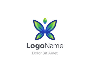 Natural leaf butterfly logo gradient.