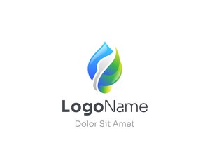 Natural water drop leaf logo gradient.