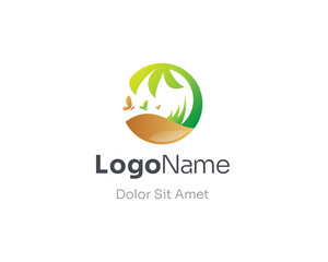 Simple colorful garden farmer logo.