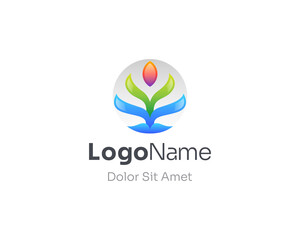 Simple natural flower logo gradient.