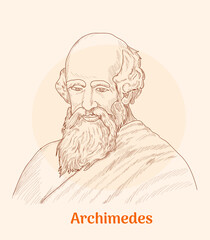 Archimedes hand drawing vector illustration 