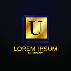 luxury Letter U logo Alphabet logotype  gold vector design