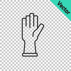 Black line Protective gloves icon isolated on transparent background. Vector