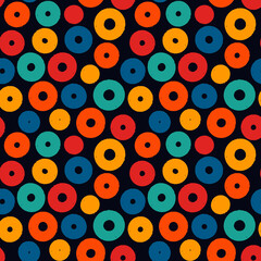 Fototapeta premium Polka dot paint brush seamless pattern. Freehand grunge design background. Circle ornament. Handdrawn geometric print