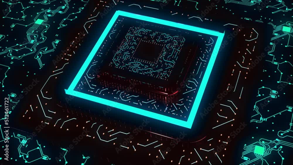 Poster advanced technology concept. design. visualization of a microchip created by artificial intelligence