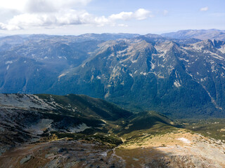 Aerial view of Rila mountain near Musala peak, Bulgaria