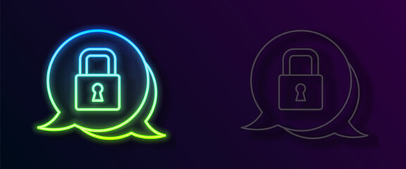 Glowing neon line Lock icon isolated on black background. Padlock sign. Security, safety, protection, privacy concept. Vector