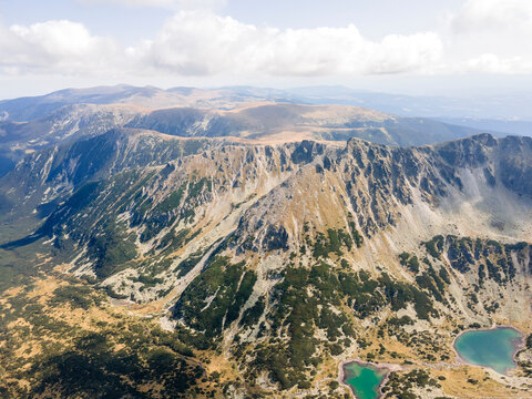 Aerial view of Rila mountain near Musala peak, Bulgaria