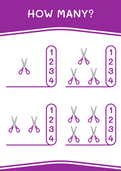 How many of Scissor, game for children. Vector illustration, printable worksheet