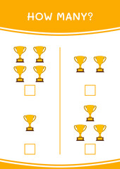 How many of Trophy, game for children. Vector illustration, printable worksheet