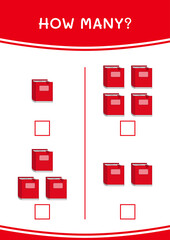 Naklejka premium How many of Notebook, game for children. Vector illustration, printable worksheet