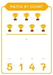 Match by count of Trophy, game for children. Vector illustration, printable worksheet