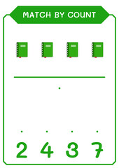 Match by count of Notebook, game for children. Vector illustration, printable worksheet