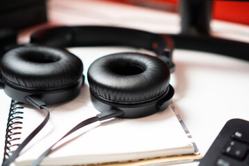 headphones on the desk