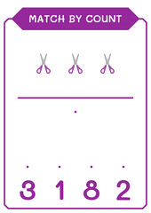 Match by count of Scissor, game for children. Vector illustration, printable worksheet