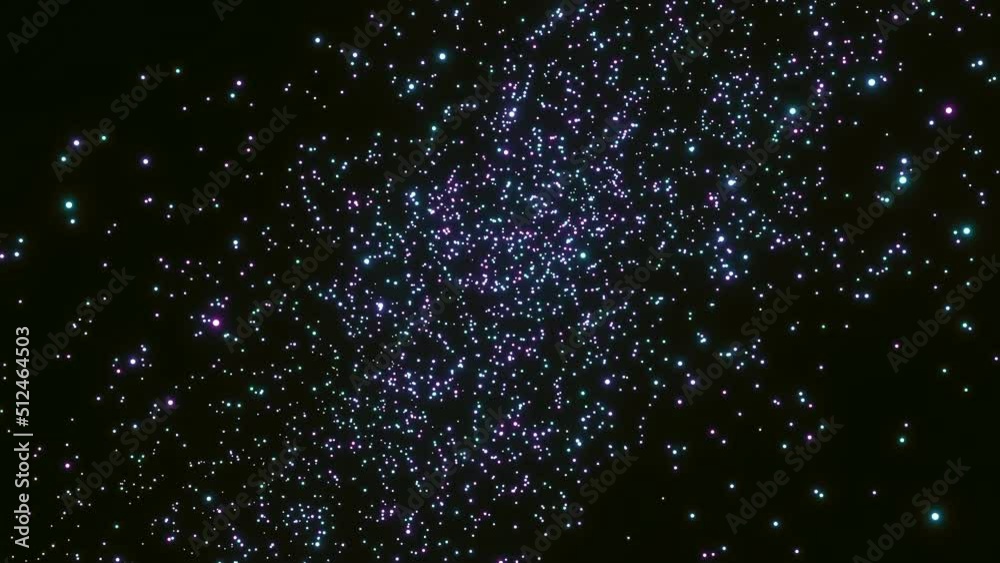 Wall mural black background . design. bright bright stars in animation that look like space and move in differe