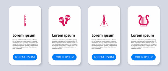 Set Ancient Greek lyre, Balalaika, Maracas and Flute. Business infographic template. Vector