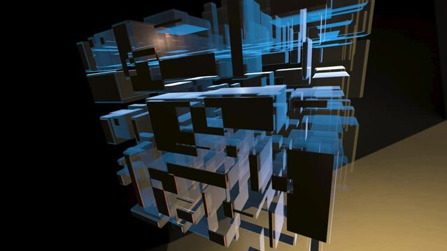 Modern computer generated background 3D geometric cube shape with futuristic texture